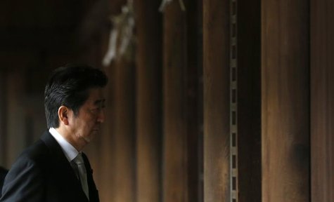 Japan's Prime Minister Shinzo Abe visits Yasukuni shrine in Tokyo December 26, 2013. REUTERS/Toru Hanai Japan's Prime Minister Shinzo Abe visits Yasukuni shrine in Tokyo December 26, 2013. REUTERS/Toru Hanai