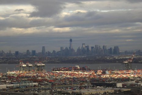 The skyline of Lower Manhattan in New York is seen behind the shipping docks in Newark, New Jersey, December 27, 2012. REUTERS/Gary Hershorn The skyline of Lower Manhattan in New York is seen behind the shipping docks in Newark, New Jersey, December 27, 2012. REUTERS/Gary Hershorn