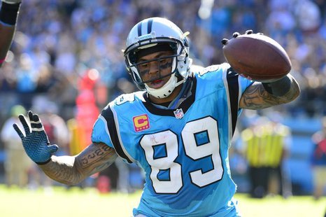 Oct 20, 2013; Charlotte, NC, USA; Carolina Panthers wide receiver Steve Smith (89) reacts after scoring a touchdown in the third quarter aga Oct 20, 2013; Charlotte, NC, USA; Carolina Panthers wide receiver Steve Smith (89) reacts after scoring a touchdown in the third quarter aga