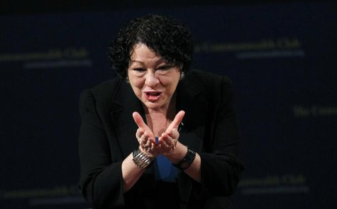 U.S. Supreme Court justice Sonia Sotomayor gestures to the audience after speaking at The Commonwealth Club of California in San Francisco, U.S. Supreme Court justice Sonia Sotomayor gestures to the audience after speaking at The Commonwealth Club of California in San Francisco,
