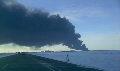 Smoke billows from a fire following a train derailment in Casselton, North Dakota on December 30th, 2013. Smoke billows from a fire following a train derailment in Casselton, North Dakota on December 30th, 2013.