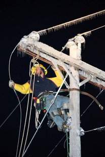 They have been working 16-hour shifts all week, making repairs. They have been working 16-hour shifts all week, making repairs.