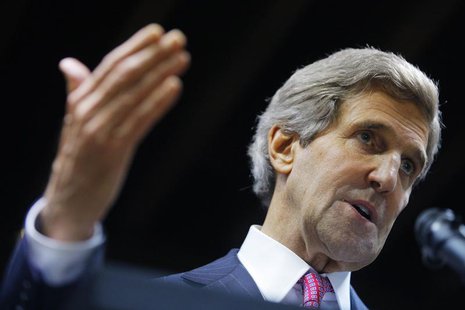 U.S. Secretary of State John Kerry speaks during a joint news conference with Philippines' Foreign Secretary Albert del Rosario at the Depar U.S. Secretary of State John Kerry speaks during a joint news conference with Philippines' Foreign Secretary Albert del Rosario at the Depar