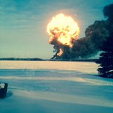 Oil train fire and explosion 12/30/13 near Casselton North Dakota. Photo: KFGO-AM Oil train fire and explosion 12/30/13 near Casselton North Dakota. Photo: KFGO-AM