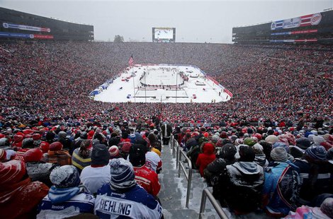 A general view in the first period during the 2014 Winter Classic hockey game between the Detroit Red Wings and the Toronto Maple Leafs at M A general view in the first period during the 2014 Winter Classic hockey game between the Detroit Red Wings and the Toronto Maple Leafs at M