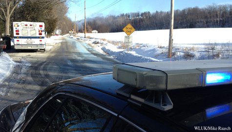 Edgewater Beach Rd. in New Franken is blocked off as crews fight a house fire, Jan. 2, 2014. (Photo from: FOX 11). Edgewater Beach Rd. in New Franken is blocked off as crews fight a house fire, Jan. 2, 2014. (Photo from: FOX 11).