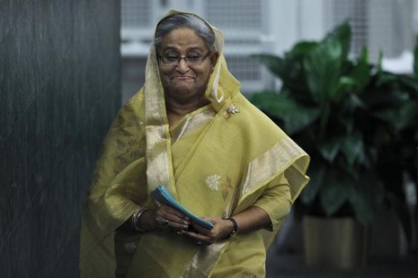 Bangladesh's Prime Minister Sheikh Hasina leaves the podium after addressing the 68th United Nations General Assembly at the U.N. headquarte Bangladesh's Prime Minister Sheikh Hasina leaves the podium after addressing the 68th United Nations General Assembly at the U.N. headquarte