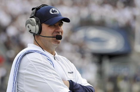 Penn State coach Bill O'Brien reacts in the last minutes of his first NCAA football game against Ohio University in State College, Pennsylva Penn State coach Bill O'Brien reacts in the last minutes of his first NCAA football game against Ohio University in State College, Pennsylva