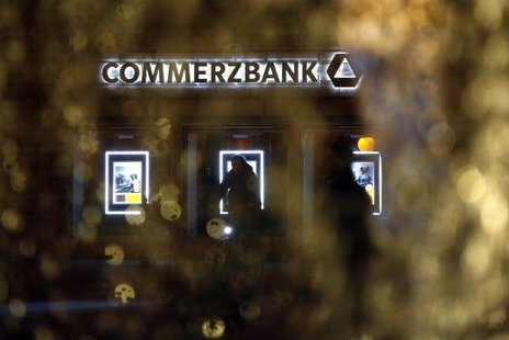 The logo of Germany's Commerzbank is pictured behind a fountain in Frankfurt May 10, 2013. Picture taken May 10, 2013. REUTERS/Lisi Niesner The logo of Germany's Commerzbank is pictured behind a fountain in Frankfurt May 10, 2013. Picture taken May 10, 2013. REUTERS/Lisi Niesner