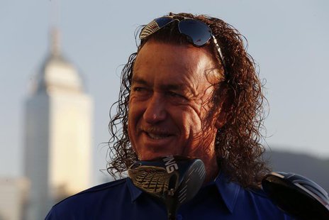 Spain's Miguel Angel Jimenez poses after being selected as the playing captain for Team Europe for the inaugural EurAsia Cup, at a news conf Spain's Miguel Angel Jimenez poses after being selected as the playing captain for Team Europe for the inaugural EurAsia Cup, at a news conf