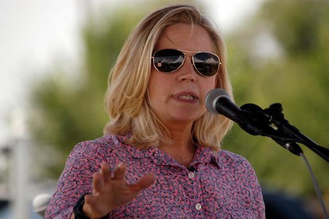 U.S. Senate candidate Liz Cheney speaks to voters during a Republican and Tea Party gathering in Emblem, Wyoming August 24, 2013. REUTERS/Ru U.S. Senate candidate Liz Cheney speaks to voters during a Republican and Tea Party gathering in Emblem, Wyoming August 24, 2013. REUTERS/Ru