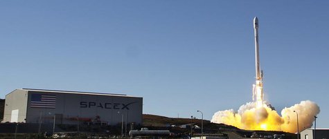 A Falcon 9 rocket carrying a small science satellite for Canada is seen as it is launched from a newly refurbished launch pad in Vandenberg A Falcon 9 rocket carrying a small science satellite for Canada is seen as it is launched from a newly refurbished launch pad in Vandenberg