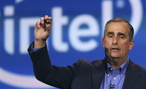 Intel CEO Brian Krzanich introduces Intel's Edison, a new personal computer in the size of an SD card, during the annual Consumer Electronic Intel CEO Brian Krzanich introduces Intel's Edison, a new personal computer in the size of an SD card, during the annual Consumer Electronic