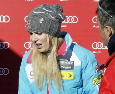 Lindsey Vonn of the U.S. reacts as she leaves after the the Women's World Cup Downhill skiing race in Val d'Isere, French Alps, December 21, Lindsey Vonn of the U.S. reacts as she leaves after the the Women's World Cup Downhill skiing race in Val d'Isere, French Alps, December 21,