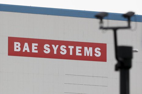 A BAE Systems sign is seen at the entrance to the naval dockyards in Portsmouth, southern England November 6, 2013. REUTERS/Stefan Wermuth A BAE Systems sign is seen at the entrance to the naval dockyards in Portsmouth, southern England November 6, 2013. REUTERS/Stefan Wermuth