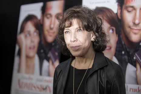 Cast member Lily Tomlin poses at the premiere of "Admission" in New York, March 5, 2013. REUTERS/Keith Bedford Cast member Lily Tomlin poses at the premiere of "Admission" in New York, March 5, 2013. REUTERS/Keith Bedford