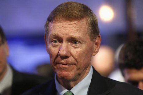 Ford Motor Co. CEO Alan Mulally attends a gathering with members of the media at the Ford Conference Center in Dearborn, Michigan in this De Ford Motor Co. CEO Alan Mulally attends a gathering with members of the media at the Ford Conference Center in Dearborn, Michigan in this De