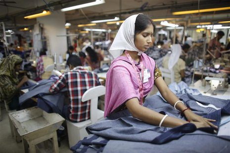 Employees work in a factory of Babylon Garments in Dhaka January 3, 2014. REUTERS/Andrew Biraj Employees work in a factory of Babylon Garments in Dhaka January 3, 2014. REUTERS/Andrew Biraj
