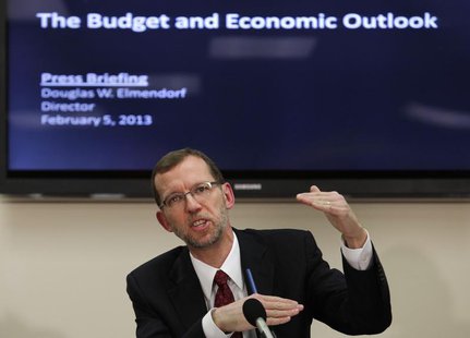 Congressional Budget Office (CBO) Director Douglas Elmendorf speaks at a news conference to release the CBO's annual "Budget and Economic Ou Congressional Budget Office (CBO) Director Douglas Elmendorf speaks at a news conference to release the CBO's annual "Budget and Economic Ou
