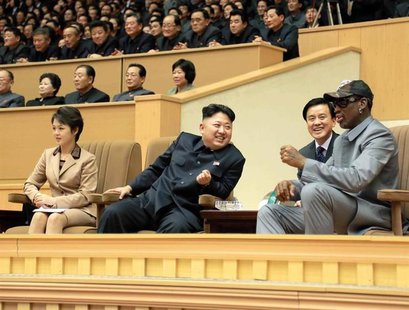 North Korean leader Kim Jong Un (2nd L) watches a basketball game between former U.S. REUTERS/KCNA North Korean leader Kim Jong Un (2nd L) watches a basketball game between former U.S. REUTERS/KCNA
