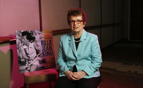 Former tennis player Billie Jean King is interviewed while promoting PBS's American Masters series in Beverly Hills, California August 6, 20 Former tennis player Billie Jean King is interviewed while promoting PBS's American Masters series in Beverly Hills, California August 6, 20