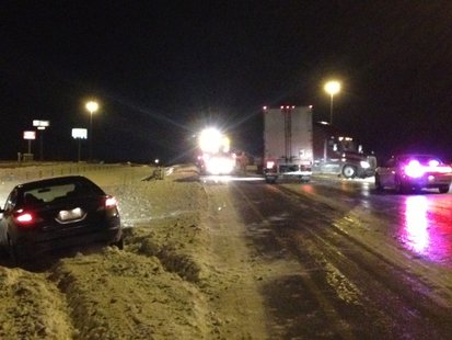“jackknifed” semi in the eastbound lane of I-70 near the seven mile marker.
picture provided by Indiana State Police “jackknifed” semi in the eastbound lane of I-70 near the seven mile marker.
picture provided by Indiana State Police