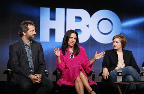 Executive producers Judd Apatow (L-R), and Jenni Konner, and creator, executive producer, actor Lena Dunham talk about HBO's "Girls" during Executive producers Judd Apatow (L-R), and Jenni Konner, and creator, executive producer, actor Lena Dunham talk about HBO's "Girls" during