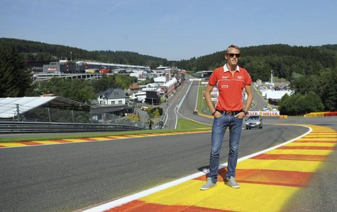 Marussia Formula One driver Max Chilton of Britain poses on the track ahead of the weekend's Belgian F1 Grand Prix in Spa-Francorchamps Augu Marussia Formula One driver Max Chilton of Britain poses on the track ahead of the weekend's Belgian F1 Grand Prix in Spa-Francorchamps Augu