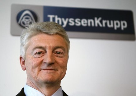 CEO of Germany's industrial conglomerate ThyssenKrupp AG Heinrich Hiesinger poses during the annual news conference at their headquarters in CEO of Germany's industrial conglomerate ThyssenKrupp AG Heinrich Hiesinger poses during the annual news conference at their headquarters in