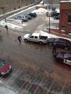 Duluth Police helping citizens through icy road conditions with salt. Duluth Police helping citizens through icy road conditions with salt.