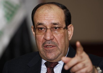 Iraq's Prime Minister Nuri al-Maliki speaks during an interview with Reuters in Baghdad January 12, 2014. REUTERS/Thaier Al-Sudani Iraq's Prime Minister Nuri al-Maliki speaks during an interview with Reuters in Baghdad January 12, 2014. REUTERS/Thaier Al-Sudani