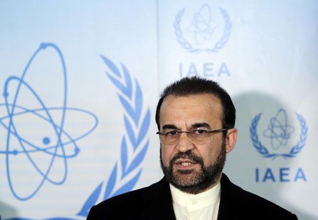 Iran's ambassador to the International Atomic Energy Agency (IAEA) Reza Najafi attends a news conference at the headquarters of the IAEA in Iran's ambassador to the International Atomic Energy Agency (IAEA) Reza Najafi attends a news conference at the headquarters of the IAEA in