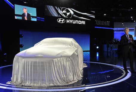 John Krafcik, President and Chief Executive Officer for Hyundai Motor America, gets ready to unveil the HCD14 luxury concept at the North Am John Krafcik, President and Chief Executive Officer for Hyundai Motor America, gets ready to unveil the HCD14 luxury concept at the North Am