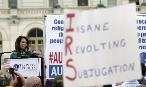 Rep. Michele Bachmann (R-MN) addresses the crowd during a Tea Party rally to "Audit the IRS" in front of the U.S. Capitol in Washington June Rep. Michele Bachmann (R-MN) addresses the crowd during a Tea Party rally to "Audit the IRS" in front of the U.S. Capitol in Washington June