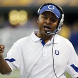 Indianapolis Colts head coach Jim Caldwell talks into his headset during the fourth quarter of their NFL football game against the Jacksonvi Indianapolis Colts head coach Jim Caldwell talks into his headset during the fourth quarter of their NFL football game against the Jacksonvi