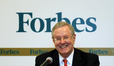 Forbes Media Chairman and Editor-in-Chief Steve Forbes smiles as he speaks during a news conference before the Forbes Global CEO Conference Forbes Media Chairman and Editor-in-Chief Steve Forbes smiles as he speaks during a news conference before the Forbes Global CEO Conference