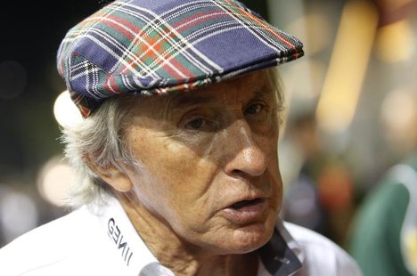 British motor racing legend Jackie Stewart speaks after the second practice session of the Singapore Formula One Grand Prix at the Marina Ba British motor racing legend Jackie Stewart speaks after the second practice session of the Singapore Formula One Grand Prix at the Marina Ba