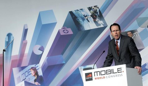 AT&T's Chairman and CEO Randall Stephenson speaks during a news conference at the Mobile World Congress in Barcelona, February 25, 2013. REU AT&T's Chairman and CEO Randall Stephenson speaks during a news conference at the Mobile World Congress in Barcelona, February 25, 2013. REU