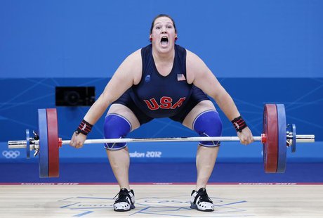 Sarah Robles of the U.S. competes in the women's +75kg group A weightlifting competition at the ExCel venue during the London 2012 Olympic G Sarah Robles of the U.S. competes in the women's +75kg group A weightlifting competition at the ExCel venue during the London 2012 Olympic G