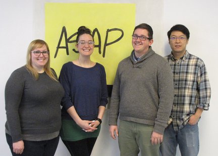 SDSU VISUAL ARTS DEPARTMENT faculty members currently exhibiting in the Ritz Gallery at Grove Hall are, from left, Shannon McCarthy, Kristyn Weaver, Tony Carton and Lei Zhang. They pose in front of Weaver's "ASAP" drawing. The exhibit runs through Feb. 7 with a public reception from 4:30 to 6:30 p.m. Jan. 23. SDSU VISUAL ARTS DEPARTMENT faculty members currently exhibiting in the Ritz Gallery at Grove Hall are, from left, Shannon McCarthy, Kristyn Weaver, Tony Carton and Lei Zhang. They pose in front of Weaver's "ASAP" drawing. The exhibit runs through Feb. 7 with a public reception from 4:30 to 6:30 p.m. Jan. 23.