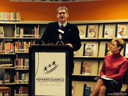 On January 15, 2014, Howard-Suamico School District Superintendent Damian LaCroix announced the school board has approved resolutions to bring to the pulic on April 1, 2014, two referendum questions for a total of $13.5 million. (Photo from: FOX 11). On January 15, 2014, Howard-Suamico School District Superintendent Damian LaCroix announced the school board has approved resolutions to bring to the pulic on April 1, 2014, two referendum questions for a total of $13.5 million. (Photo from: FOX 11).