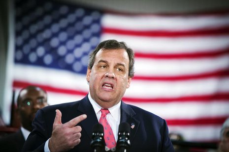 New Jersey Governor Chris Christie gestures as he speaks to media and homeowners about the ongoing recovery from Hurricane Sandy in Manahawk New Jersey Governor Chris Christie gestures as he speaks to media and homeowners about the ongoing recovery from Hurricane Sandy in Manahawk