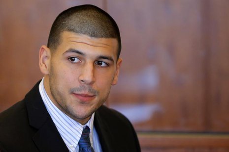 Aaron Hernandez, former player for the NFL's New England Patriots football team, attends a pre-trial hearing at the Bristol County Superior Aaron Hernandez, former player for the NFL's New England Patriots football team, attends a pre-trial hearing at the Bristol County Superior
