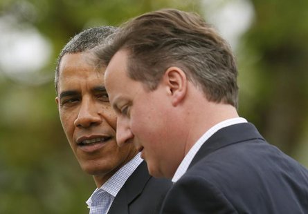 U.S. President Barack Obama walks with Britain's Prime Minister David Cameron during the G8 summit at the Lough Erne golf resort in Enniskil U.S. President Barack Obama walks with Britain's Prime Minister David Cameron during the G8 summit at the Lough Erne golf resort in Enniskil
