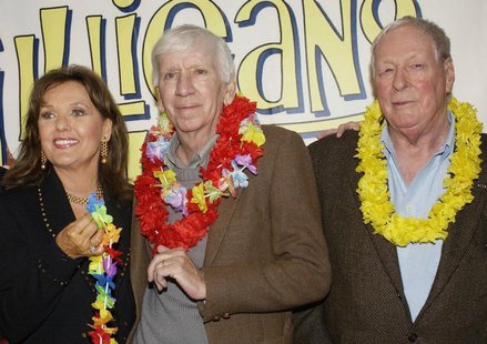 Dawn Wells, Bob Denver and Russell Johnson (L-R), cast members in "Gilligan's Island," pose during a launch party for "Gilligan's Island: Th Dawn Wells, Bob Denver and Russell Johnson (L-R), cast members in "Gilligan's Island," pose during a launch party for "Gilligan's Island: Th