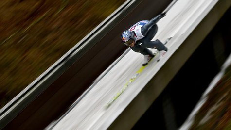 Austria's Thomas Morgenstern speeds down the ski jump during the first training jump for the fourth jumping of the four-hills tournament in Austria's Thomas Morgenstern speeds down the ski jump during the first training jump for the fourth jumping of the four-hills tournament in