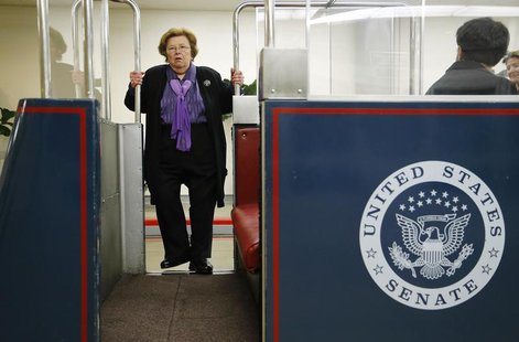 U.S. Senator Barbara Mikulski (D-MD) boards the subway to the senate office buildings at the U.S. Capitol in Washington, January 15, 2014. R U.S. Senator Barbara Mikulski (D-MD) boards the subway to the senate office buildings at the U.S. Capitol in Washington, January 15, 2014. R