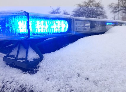 police lights and snow police lights and snow