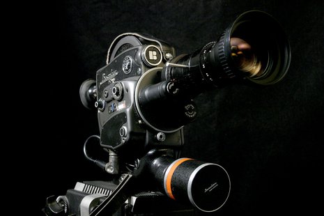 A movie camera. A movie camera.