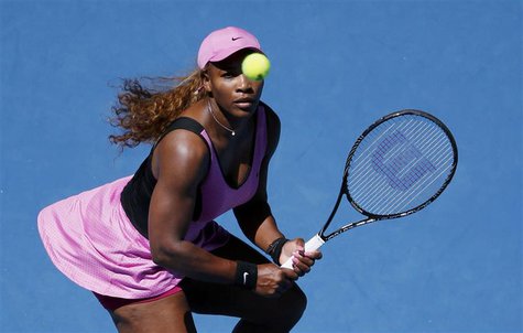 Serena Williams of the U.S. eyes the ball during her women's singles match against Daniela Hantuchova of Slovakia at the Australian Open 201 Serena Williams of the U.S. eyes the ball during her women's singles match against Daniela Hantuchova of Slovakia at the Australian Open 201